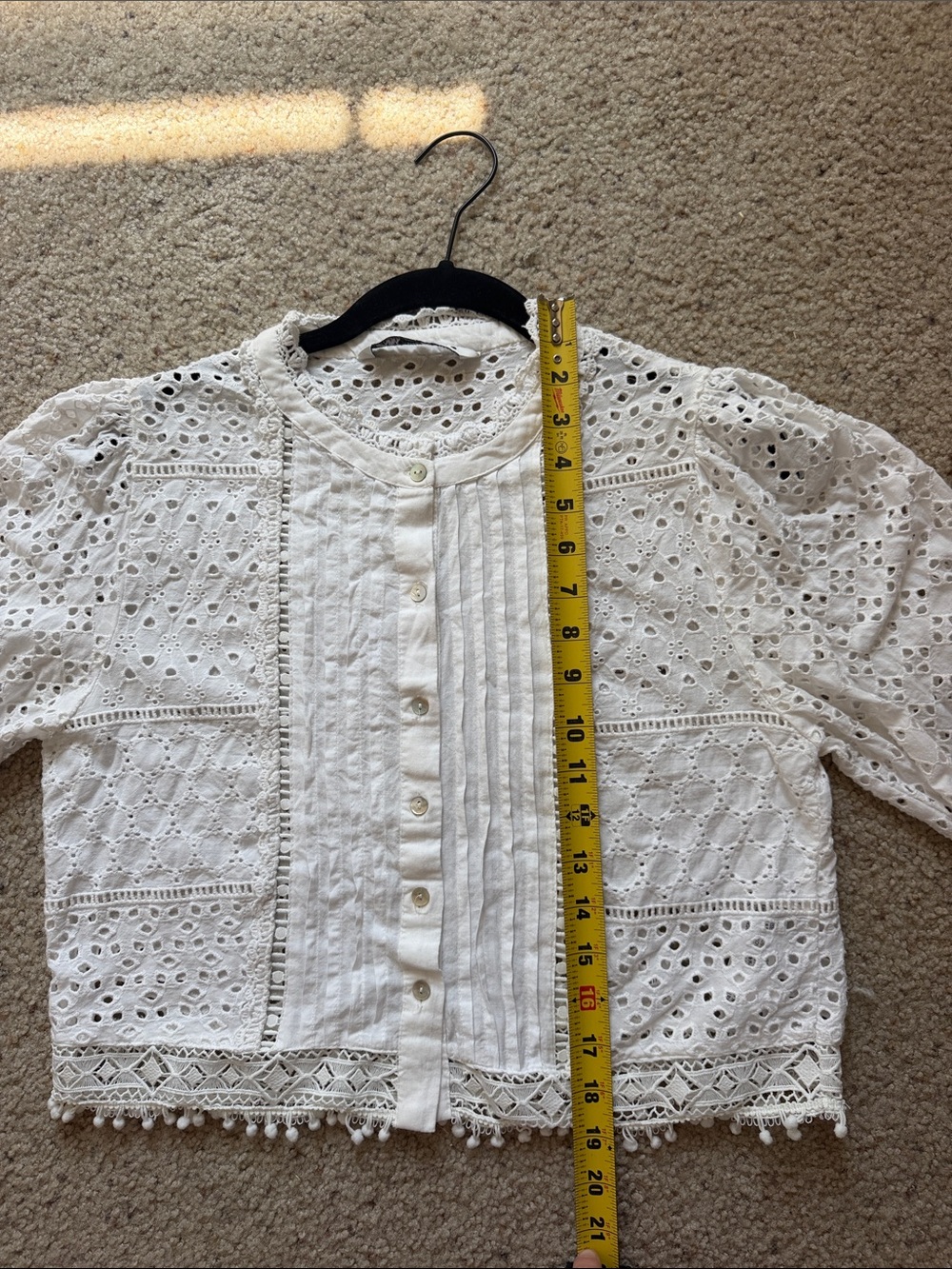 Zara White Eyelet Lace Button-Front Top - Picture 8 of 8